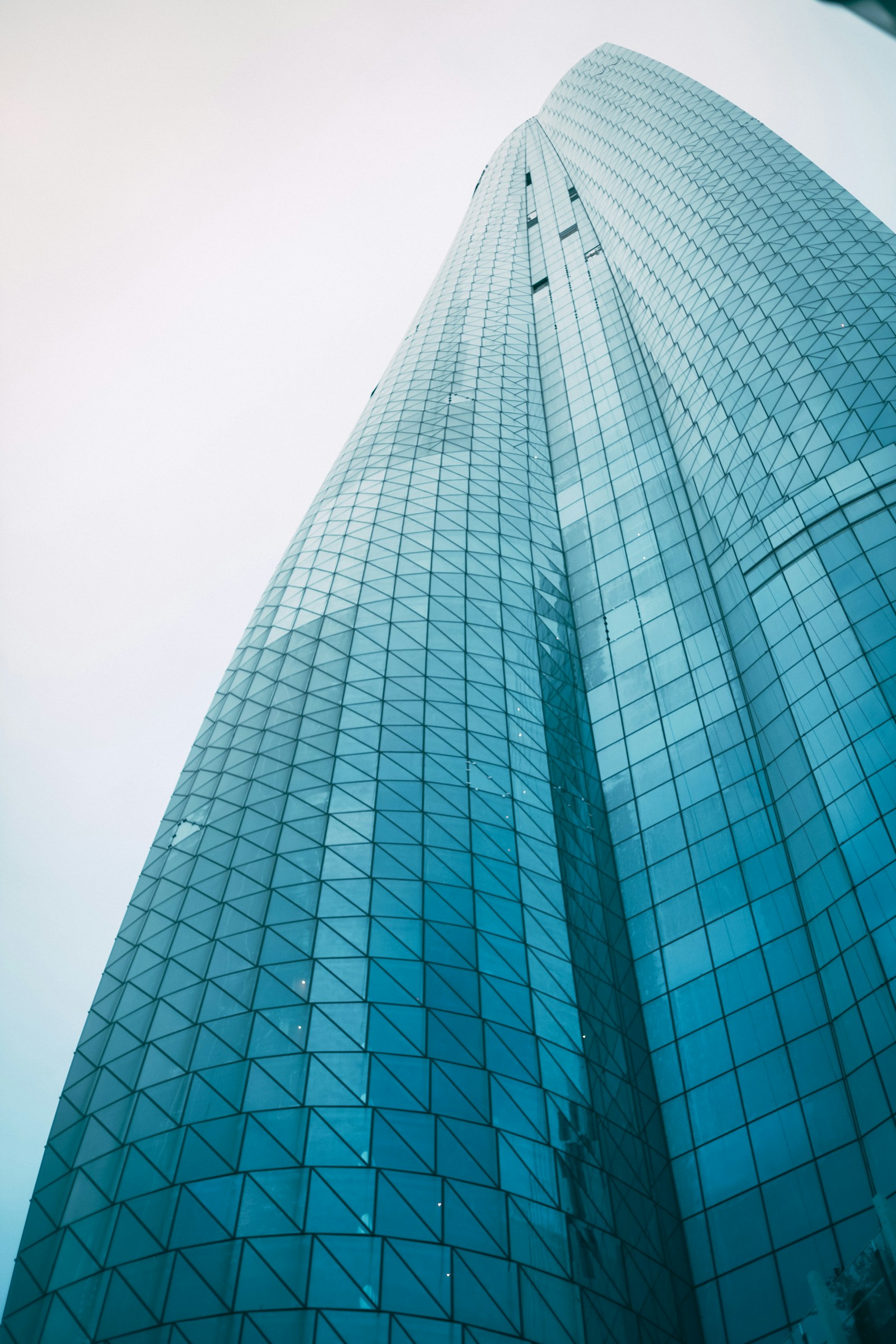 The geometric lines of a glass building in Sydney